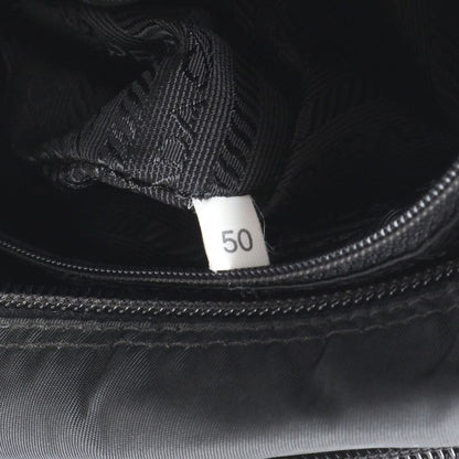 Prada Tessuto Nylon Triangle Logo Leather X Nylon Shoulder Bag Crossbody Black