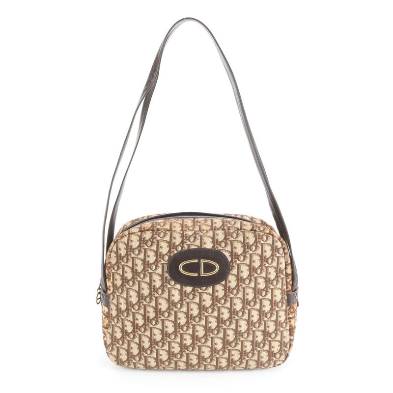 Vintage Christian Dior Trotter Leather Shoulder Bag Shoulder Brown Women's REM