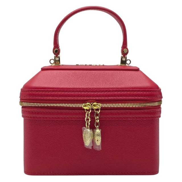 Bulgari Serpenti 2WAY Vanity Bag Handbag Jewelry Box Shoulder Bag Red Leather