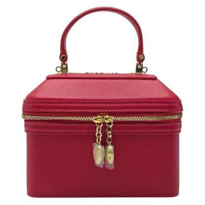 Bulgari Serpenti 2WAY Vanity Bag Handbag Jewelry Box Shoulder Bag Red Leather