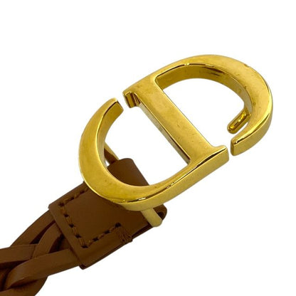 Dior B0088ubcw44m90 Belt Double Belt Logo Buckle Mesh Leather GP Brown And Gold