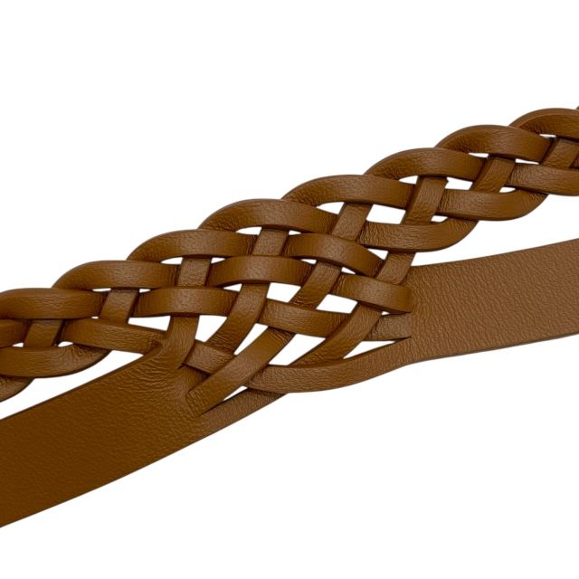 Dior B0088ubcw44m90 Belt Double Belt Logo Buckle Mesh Leather GP Brown And Gold