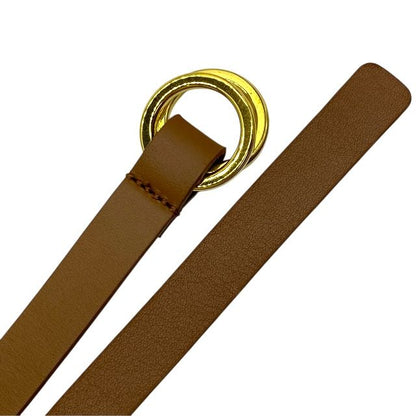 Dior B0088ubcw44m90 Belt Double Belt Logo Buckle Mesh Leather GP Brown And Gold