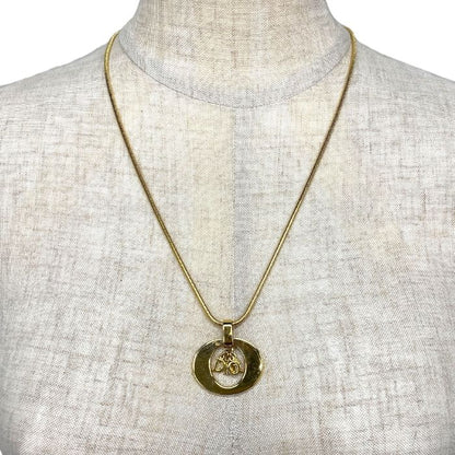 Christian Dior Necklace Jewelry Accessories Logo Circle Oval GP Gold Christian