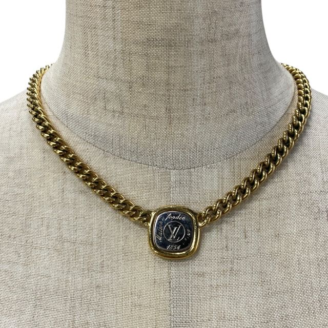 Louis Vuitton M61090 ID LV Necklace Jewelry Chain Silver Gold Metal GP Louis
