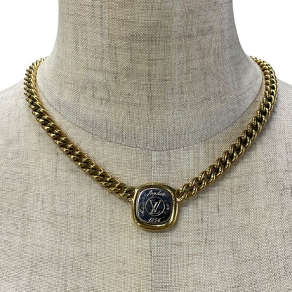 Louis Vuitton M61090 ID LV Necklace Jewelry Chain Silver Gold Metal GP Louis