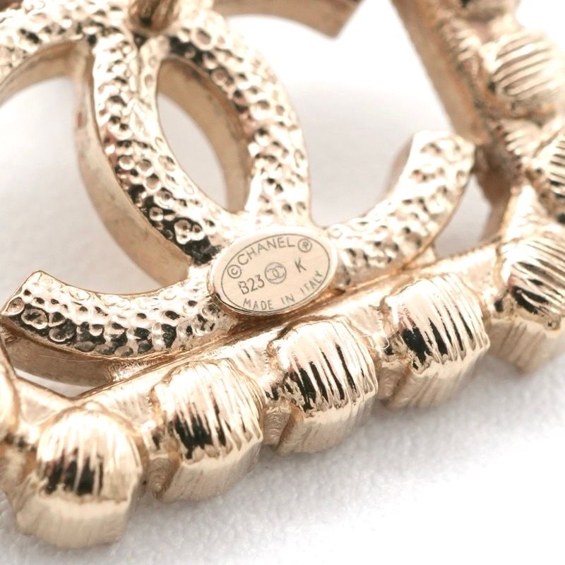 Chanel Earrings Earring Gold Coco Mark Square Rhinestone