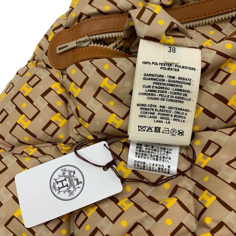 Hermes Outer Beige Brown Yellow Down Reversible With Belt