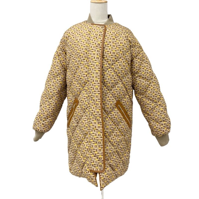 Hermes Outer Beige Brown Yellow Down Reversible With Belt