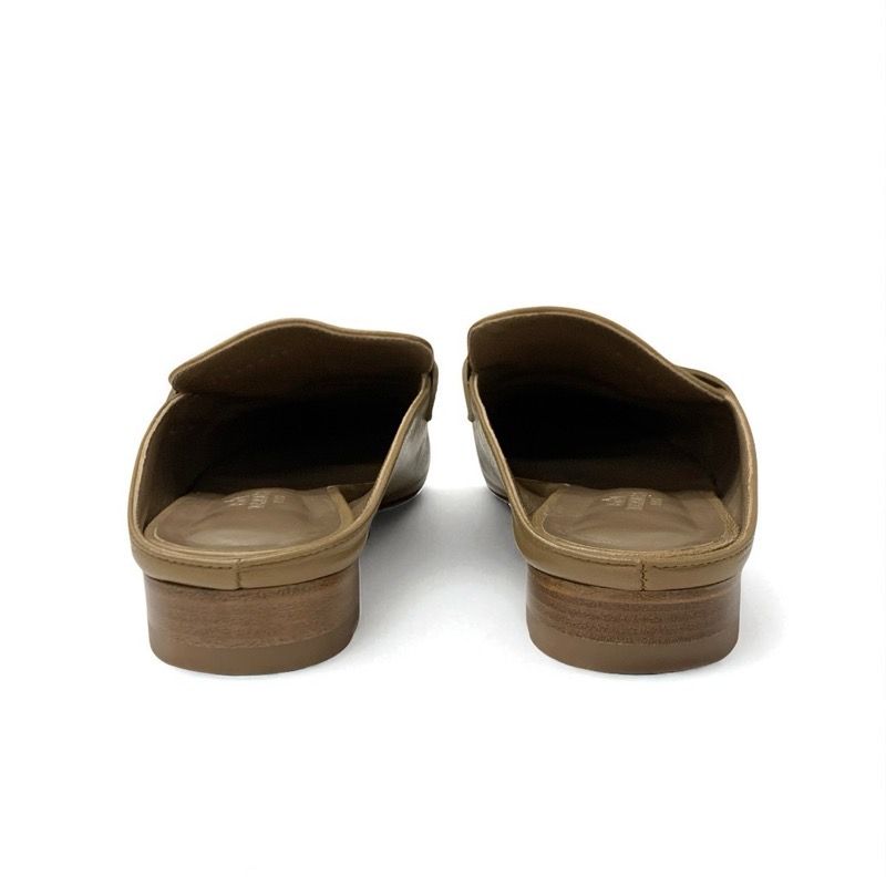 Hermes Rivoli Flat Shoes Leather Beige Silver Mule Constance Fringe Slipper