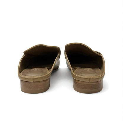 Hermes Rivoli Flat Shoes Leather Beige Silver Mule Constance Fringe Slipper