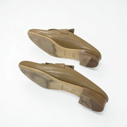 Hermes Rivoli Flat Shoes Leather Beige Silver Mule Constance Fringe Slipper