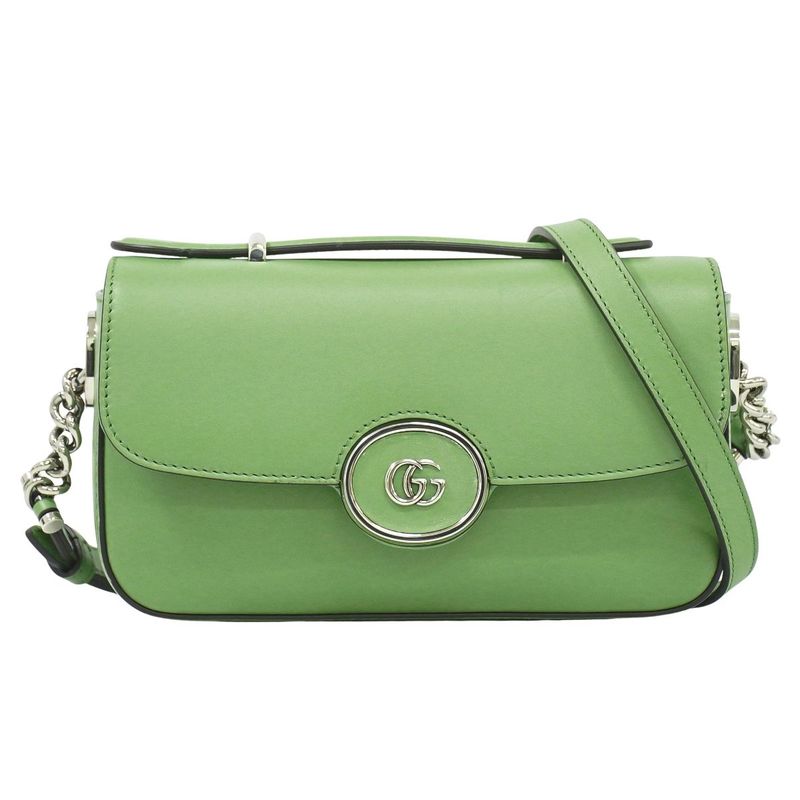 Authentic Gucci Petit GG 2WAY Mini Shoulder Bag Handbag Pochette Leather Light