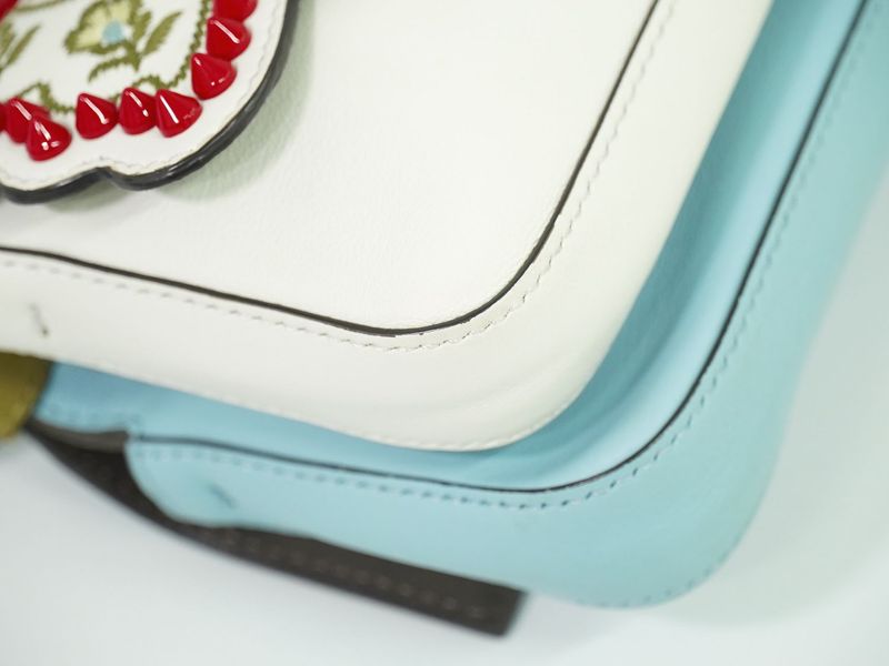 Authentic Fendi Double Micro Baguette Studded 2WAY Shoulder Bag Handbag Leather