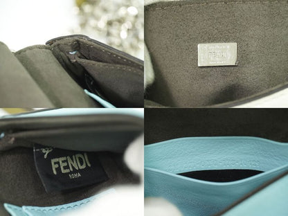 Authentic Fendi Double Micro Baguette Studded 2WAY Shoulder Bag Handbag Leather