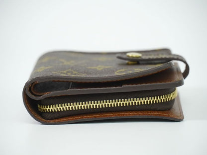 Authentic Louis Vuitton LV Compact Zip Monogram Fold Wallet Brown M61667