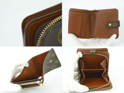 Authentic Louis Vuitton LV Compact Zip Monogram Fold Wallet Brown M61667