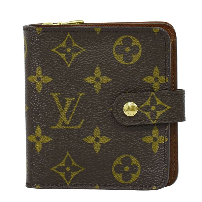 Authentic Louis Vuitton LV Compact Zip Monogram Fold Wallet Brown M61667