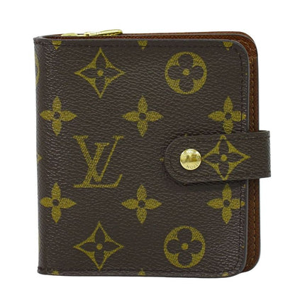 Authentic Louis Vuitton LV Compact Zip Monogram Fold Wallet Brown M61667