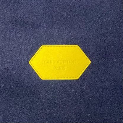 Louis Vuitton Outerwear Navy Yellow Monogram Belted Double Face Hooded Wrap Coat