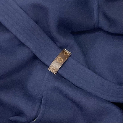 Louis Vuitton Outerwear Navy Yellow Monogram Belted Double Face Hooded Wrap Coat