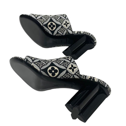 Louis Vuitton Silhouette Line Sandals Shoes Jacquard Fabric Black White Unused
