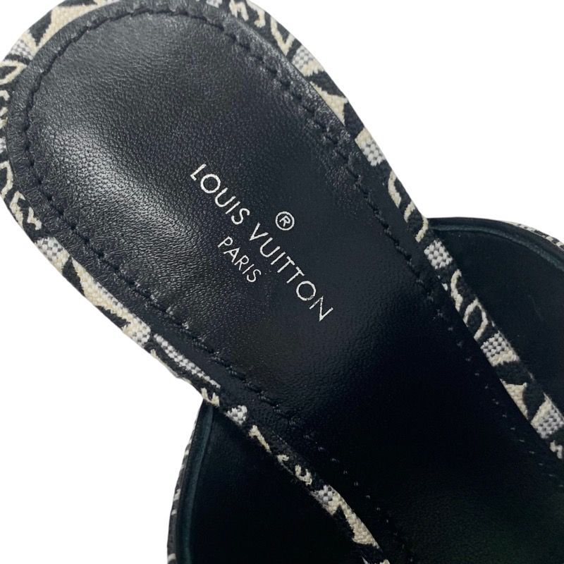 Louis Vuitton Silhouette Line Sandals Shoes Jacquard Fabric Black White Unused