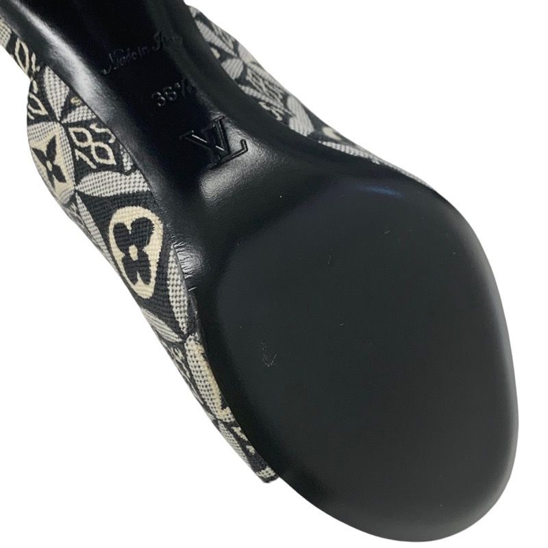 Louis Vuitton Silhouette Line Sandals Shoes Jacquard Fabric Black White Unused