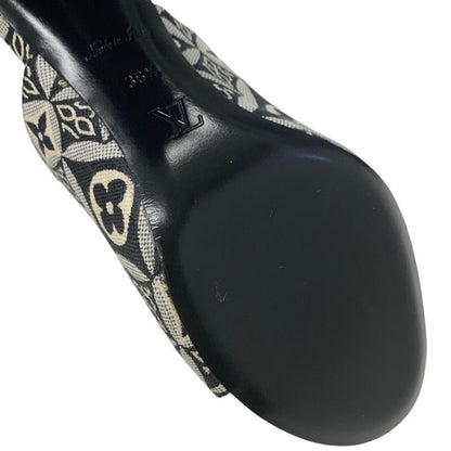 Louis Vuitton Silhouette Line Sandals Shoes Jacquard Fabric Black White Unused