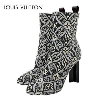 Louis Vuitton Silhouette Line Monogram Boots Short Boots Shoes Fabric Black