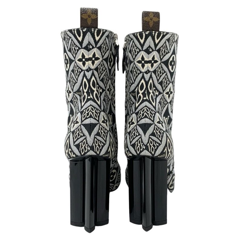 Louis Vuitton Silhouette Line Monogram Boots Short Boots Shoes Fabric Black