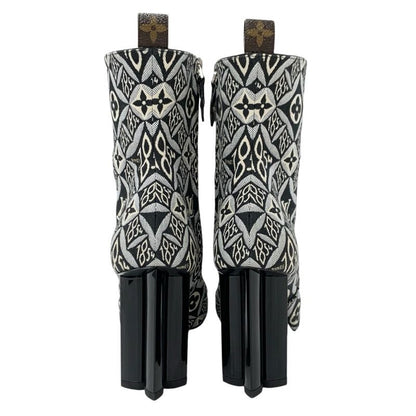 Louis Vuitton Silhouette Line Monogram Boots Short Boots Shoes Fabric Black