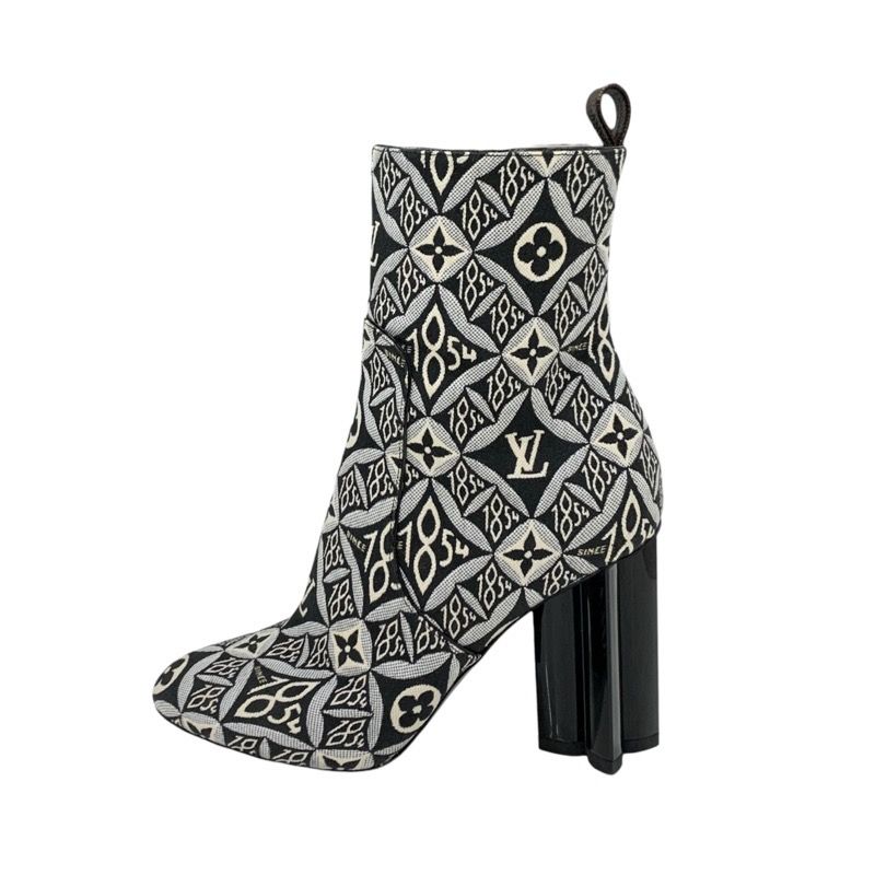 Louis Vuitton Silhouette Line Monogram Boots Short Boots Shoes Fabric Black