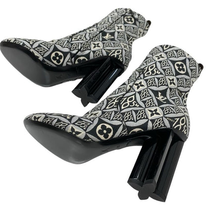 Louis Vuitton Silhouette Line Monogram Boots Short Boots Shoes Fabric Black
