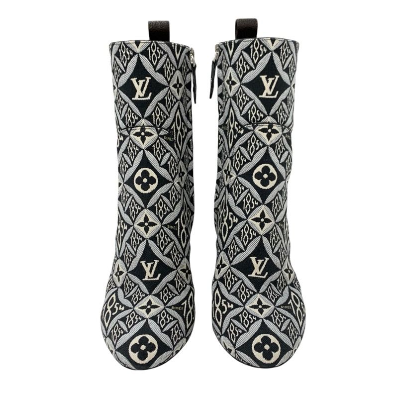 Louis Vuitton Silhouette Line Monogram Boots Short Boots Shoes Fabric Black