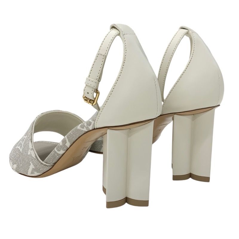 Louis Vuitton Silhouette Line Monogram Sandals Shoes Fabric Leather Light Gray