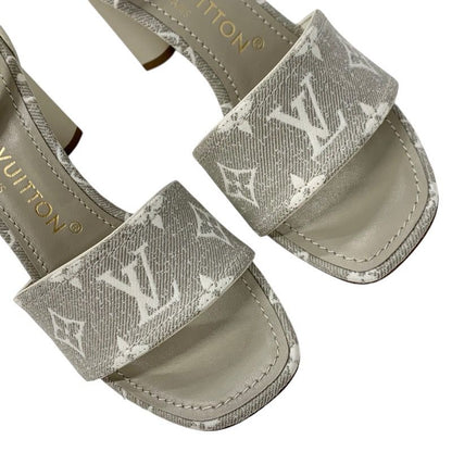 Louis Vuitton Silhouette Line Monogram Sandals Shoes Fabric Leather Light Gray
