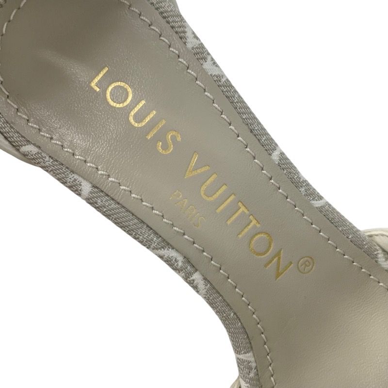 Louis Vuitton Silhouette Line Monogram Sandals Shoes Fabric Leather Light Gray