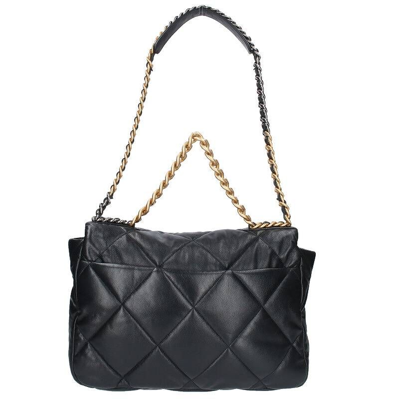 Chanel19 Maxi Flap Shiny Lamb Skin 2WAY Shoulder Bag Men's