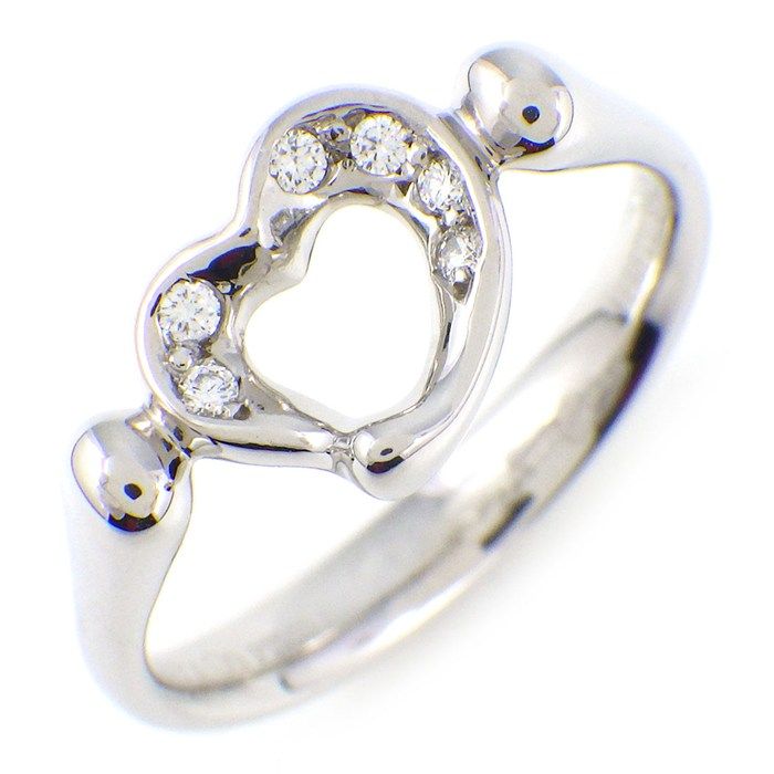 Tiffany & Co Tiffany & Co Ring Open Heart With Diamonds Pt950 Size 11