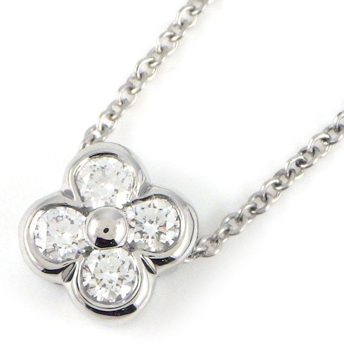 Tiffany & Co Tiffany & Co Necklace Bezel Flower Motif 4 Points Diamond Pt950