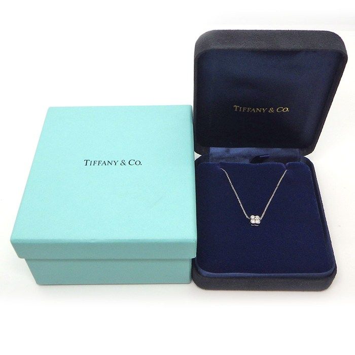 Tiffany & Co Tiffany & Co Necklace Bezel Flower Motif 4 Points Diamond Pt950