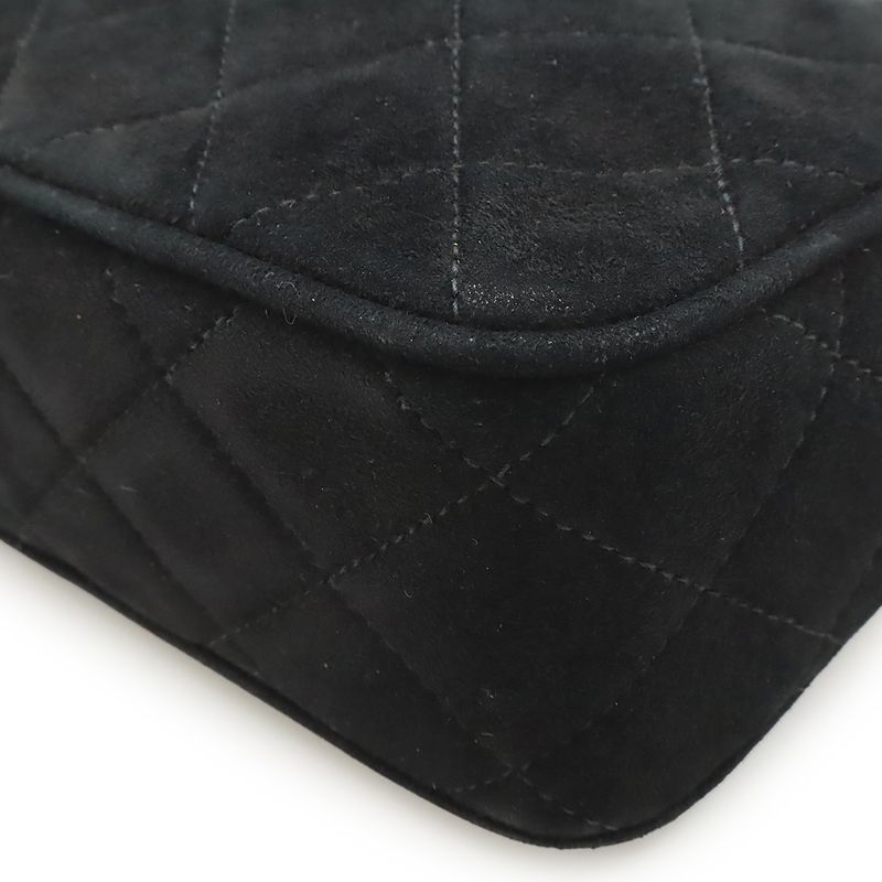 Chanel Matelasse Coco Mark Chain Shoulder Bag Fringe Tassel Suede Leather Black