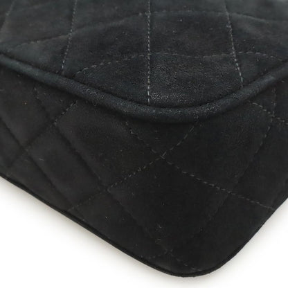 Chanel Matelasse Coco Mark Chain Shoulder Bag Fringe Tassel Suede Leather Black