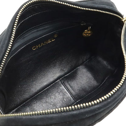 Chanel Matelasse Coco Mark Chain Shoulder Bag Fringe Tassel Suede Leather Black