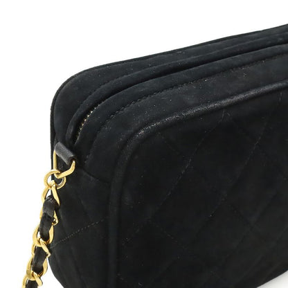 Chanel Matelasse Coco Mark Chain Shoulder Bag Fringe Tassel Suede Leather Black