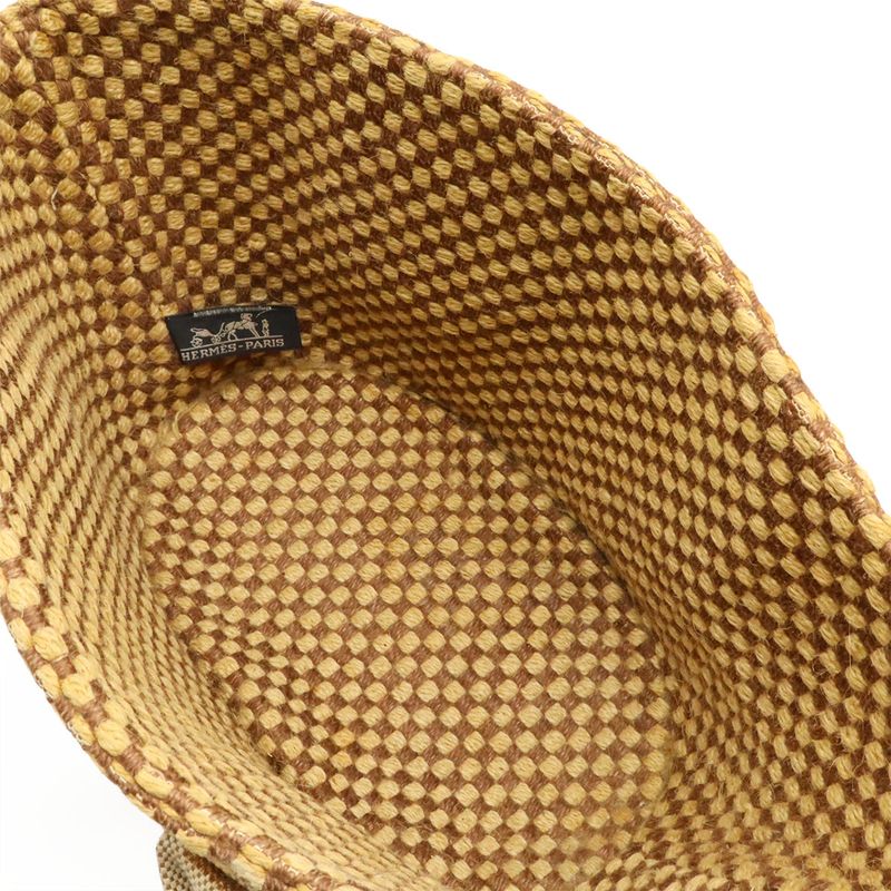 Hermes Paniebus PM Tote Handbag Linen Brown Beige