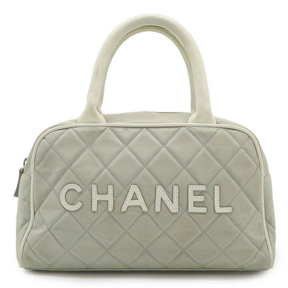Chanel Sport Line Matelasse Logo Handbag Mini Boston Bag Canvas Leather Light