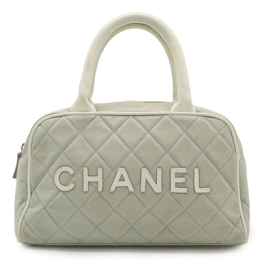 Chanel Sport Line Matelasse Logo Handbag Mini Boston Bag Canvas Leather Light