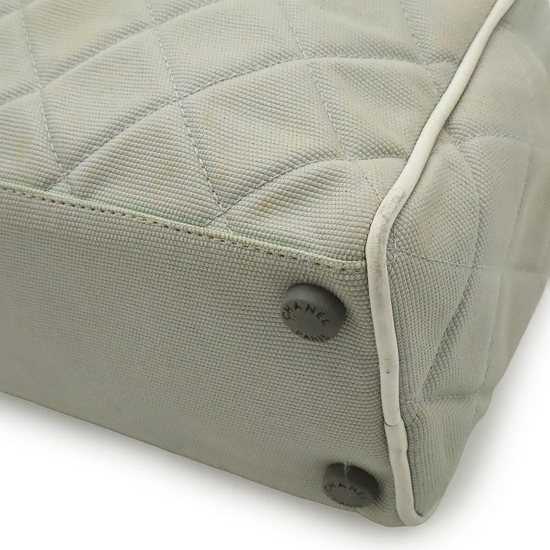 Chanel Sport Line Matelasse Logo Handbag Mini Boston Bag Canvas Leather Light